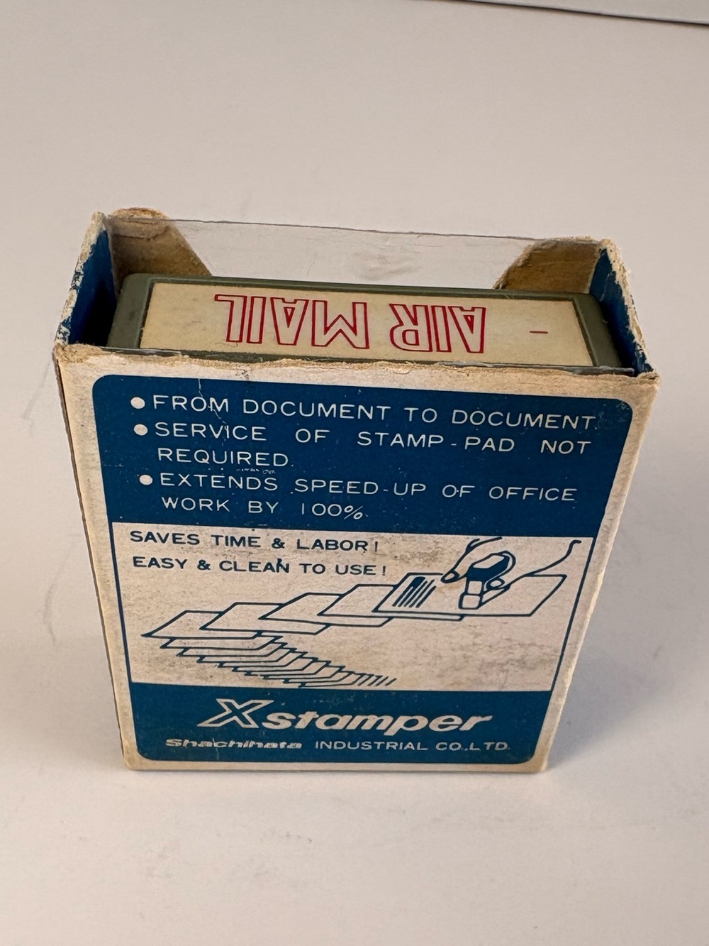 📮 Vintage Xstamper AIR MAIL Pre-Inked Rubber Stamp with Original Box